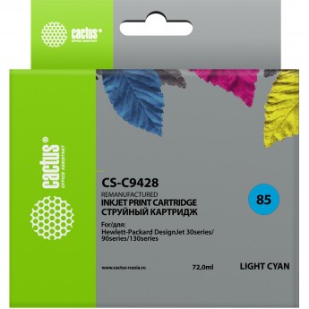 Струйный картридж CACTUS CS-C9428 (HP 85) для HP DesignJet 30, 30gp, 30n, 90, 90gp, 90r, 130, 130de, 130gp, 130nr, 130r, светло-голубой, 72 мл Струйный картридж CACTUS CS-C9428 (HP 85) для HP DesignJet 30, 30gp, 30n, 90, 90gp, 90r, 130, 130de, 130gp, 130nr, 130r, светло-голубой, 72 мл
