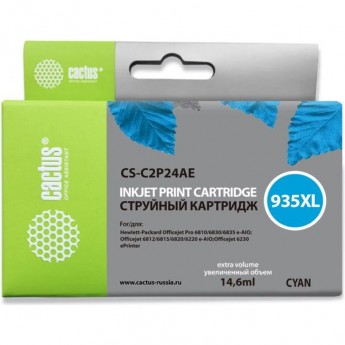 Струйный картридж CACTUS CS-C2P24AE (HP 935XL) для HP OfficeJet Pro 6230 ePrinter, Pro 6830 eAll in One, увеличенной емкости, голубой 14,6 мл Струйный картридж CACTUS CS-C2P24AE (HP 935XL) для HP OfficeJet Pro 6230 ePrinter, Pro 6830 eAll in One, увеличенной емкости, голубой 14,6 мл