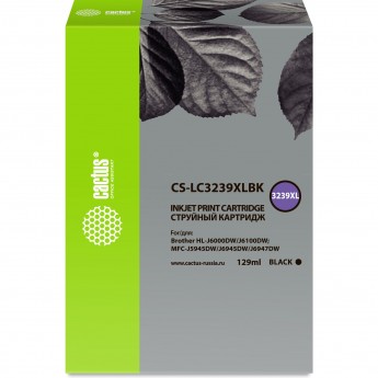 Струйный картридж CACTUS CS-LC3239XLBK (LC3239XLBK) для Brother HL-J6000DW, J6100DW, черный, 129 мл Струйный картридж CACTUS CS-LC3239XLBK (LC3239XLBK) для Brother HL-J6000DW, J6100DW, черный, 129 мл