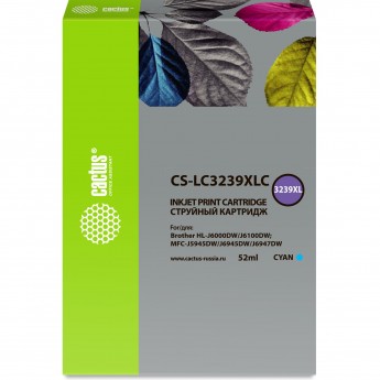 Струйный картридж CACTUS CS-LC3239XLC (LC3239XLC) для Brother HL-J6000DW, J6100DW, голубой, 52 мл Струйный картридж CACTUS CS-LC3239XLC (LC3239XLC) для Brother HL-J6000DW, J6100DW, голубой, 52 мл