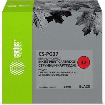 Струйный картридж CACTUS CS-PG37 (PG-37) для Canon Pixma iP1800, iP1900, iP2500, iP2600, MP140, MP190, MP210, MP220, MP470, MX300, черный, 9 мл Струйный картридж CACTUS CS-PG37 (PG-37) для Canon Pixma iP1800, iP1900, iP2500, iP2600, MP140, MP190, MP210, MP220, MP470, MX300, черный, 9 мл