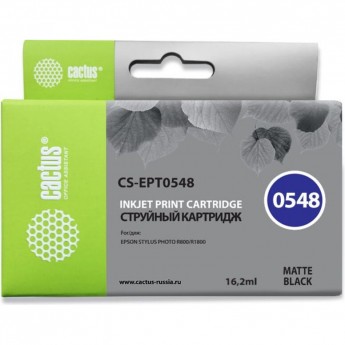 Струйный картридж CACTUS CS-EPT0548 (T0548) для принтеров Epson Stylus Photo R800, R1800, черный матовый, 16,2 мл Струйный картридж CACTUS CS-EPT0548 (T0548) для принтеров Epson Stylus Photo R800, R1800, черный матовый, 16,2 мл