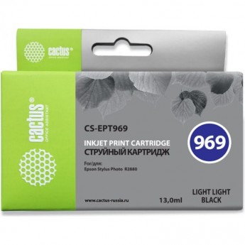 Струйный картридж CACTUS CS-EPT969 (T0969) для принтеров Epson Stylus Photo R2880, светло-серый, 13 мл Струйный картридж CACTUS CS-EPT969 (T0969) для принтеров Epson Stylus Photo R2880, светло-серый, 13 мл