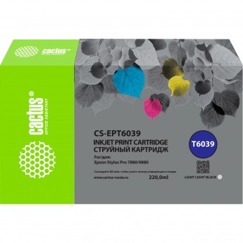 Струйный картридж CACTUS CS-EPT6039 (T6039) для Epson Stylus PRO 7880, 9880, светло-серый, 220 мл Струйный картридж CACTUS CS-EPT6039 (T6039) для Epson Stylus PRO 7880, 9880, светло-серый, 220 мл