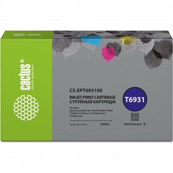 Струйный картридж CACTUS CS-EPT693100 (T6931) для Epson SureColor SC-T3000, T3070, T3200, T5000, 5200, черный, 350 мл Струйный картридж CACTUS CS-EPT693100 (T6931) для Epson SureColor SC-T3000, T3070, T3200, T5000, 5200, черный, 350 мл