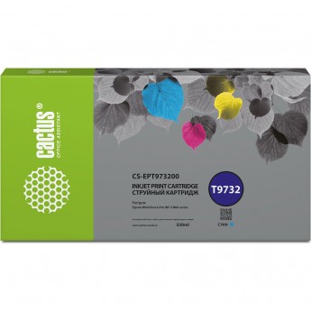 Струйный картридж CACTUS CS-EPT973200 (T9732) для Epson WorkForce WF-C869RD3TWFC, WF-C869RDTWF, голубой, 330 мл Струйный картридж CACTUS CS-EPT973200 (T9732) для Epson WorkForce WF-C869RD3TWFC, WF-C869RDTWF, голубой, 330 мл